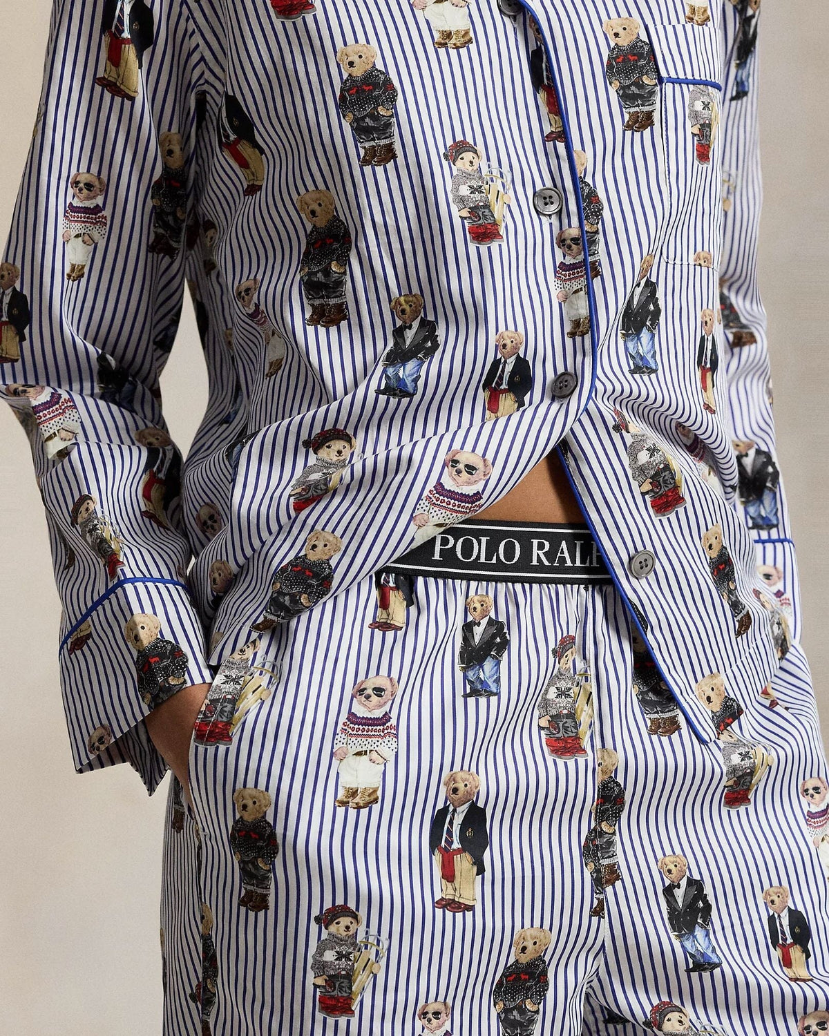 L.R Polo Bear Cotton Satin Pajama Set