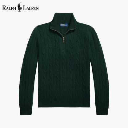 L.R Cable-Knit Cashmere Quarter-Zip Jumper