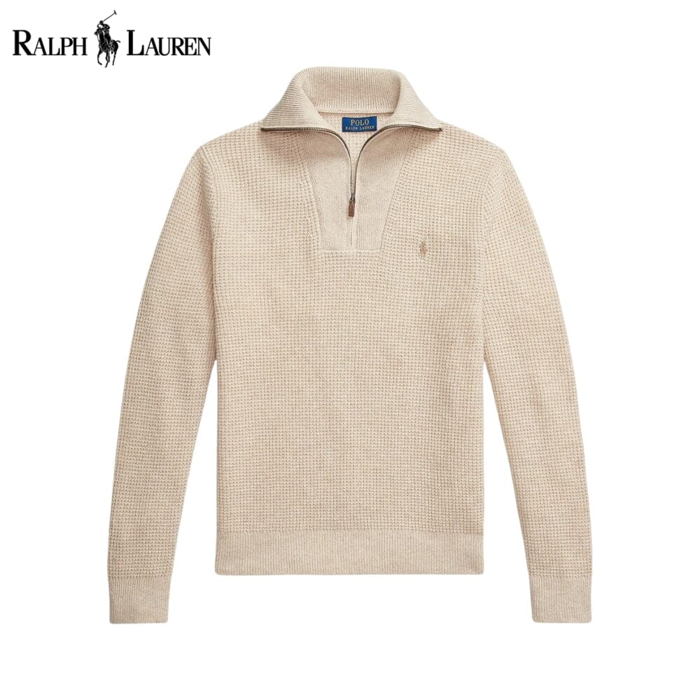 L.R Waffle-Knit Wool-Cotton Quarter-Zip Sweater