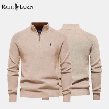 L.R Zip Cable-Knit Wool Knit Sweater